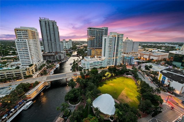 property's view of city with a water view