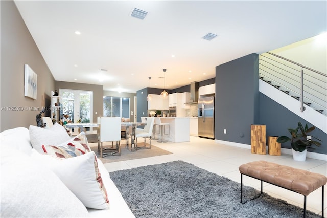 view of tiled living room