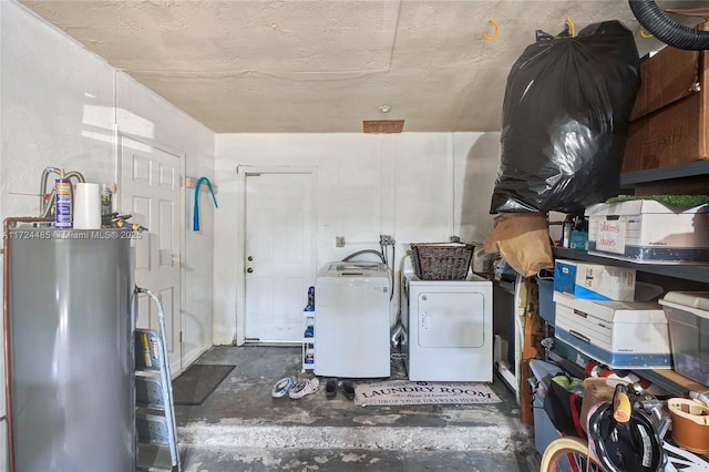 interior space with independent washer and dryer and water heater