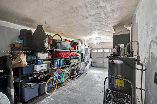 garage with secured water heater