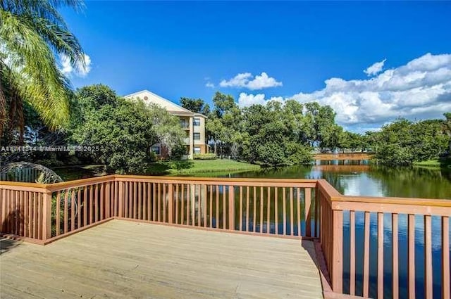 deck with a water view