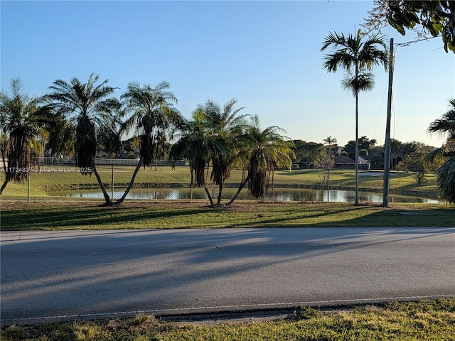 view of street featuring a water view