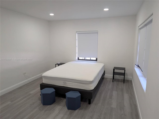 bedroom with wood-type flooring