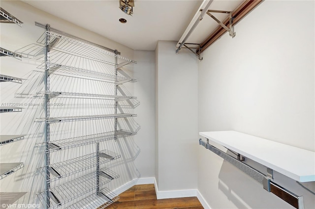 walk in closet featuring dark hardwood / wood-style flooring