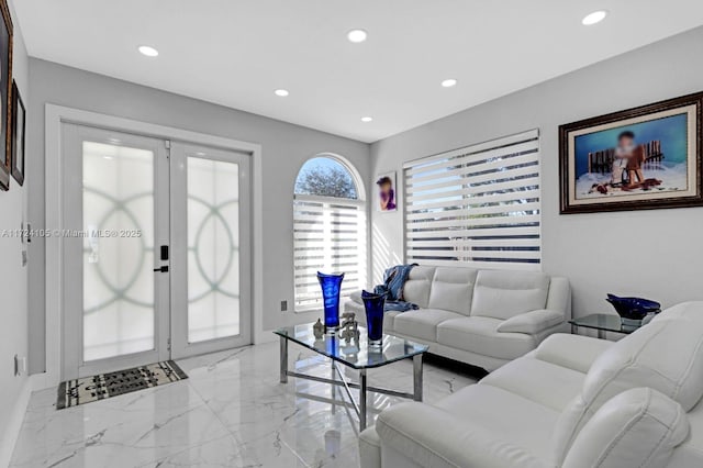 living room with french doors