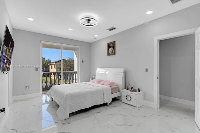 bedroom featuring access to exterior