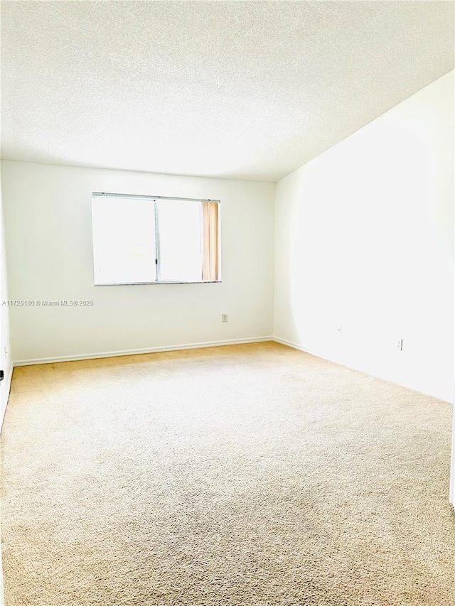 spare room featuring carpet flooring and a textured ceiling