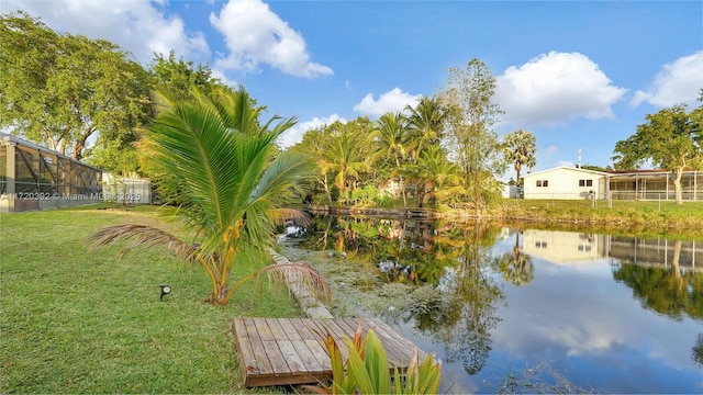 exterior space featuring a water view