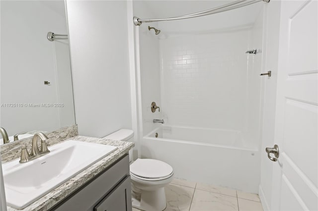 full bathroom featuring vanity, toilet, and shower / bathtub combination