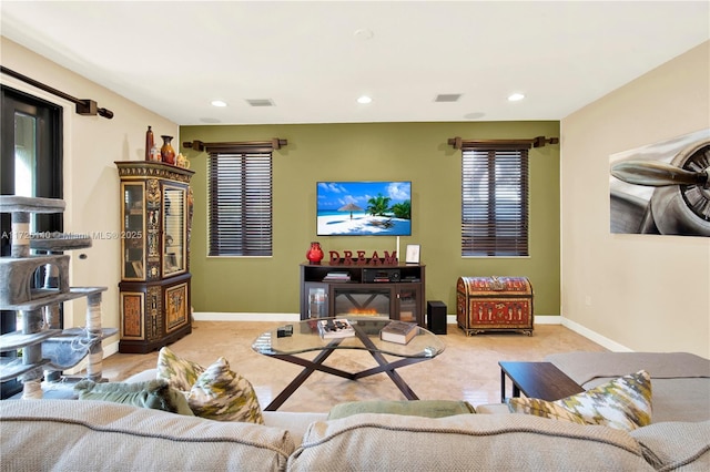 living room featuring a healthy amount of sunlight