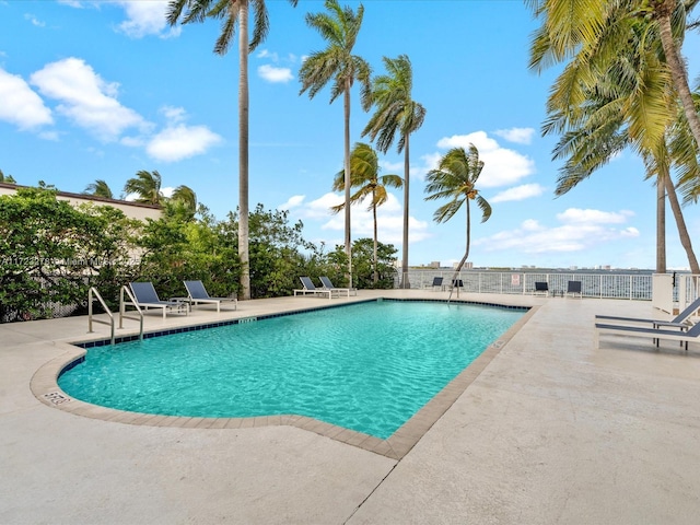 view of swimming pool with a patio