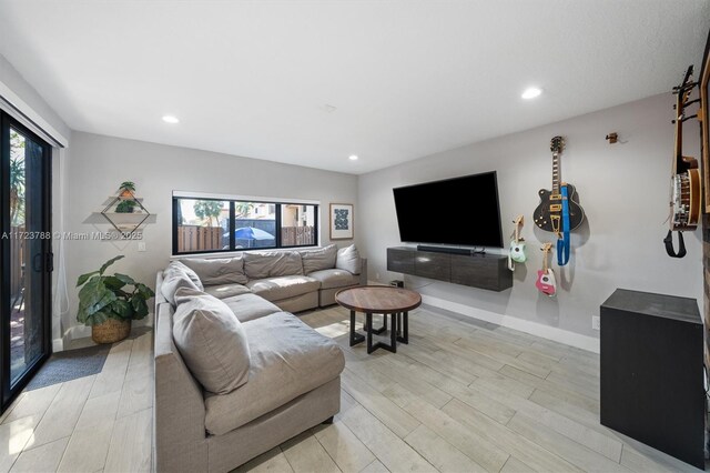 living room featuring light hardwood / wood-style flooring