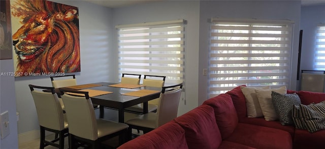 dining room with plenty of natural light