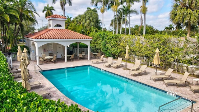 view of pool featuring a patio