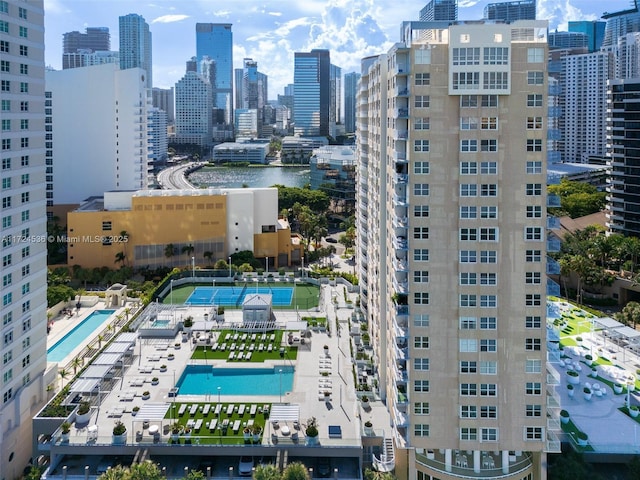 view of city with a water view