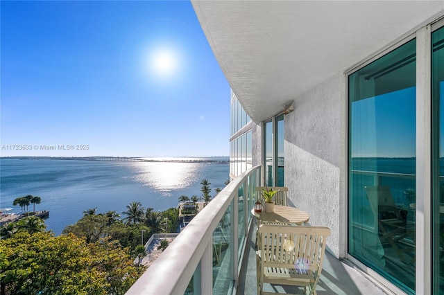 balcony with a water view