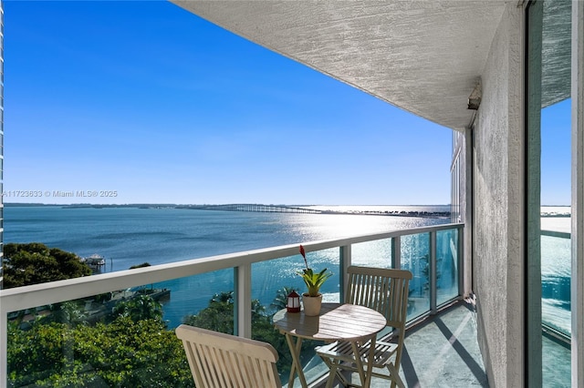 balcony with a water view