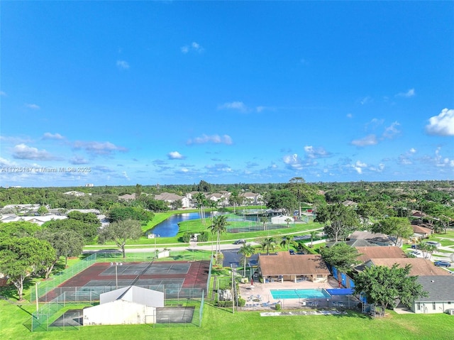 bird's eye view featuring a water view