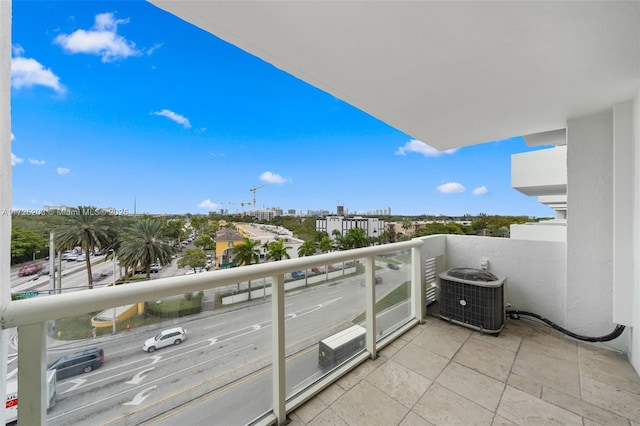 balcony featuring central air condition unit