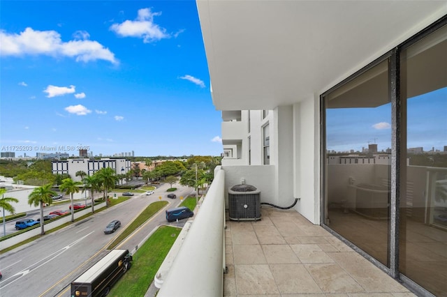 balcony featuring central air condition unit