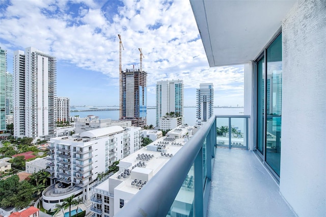 balcony with a water view