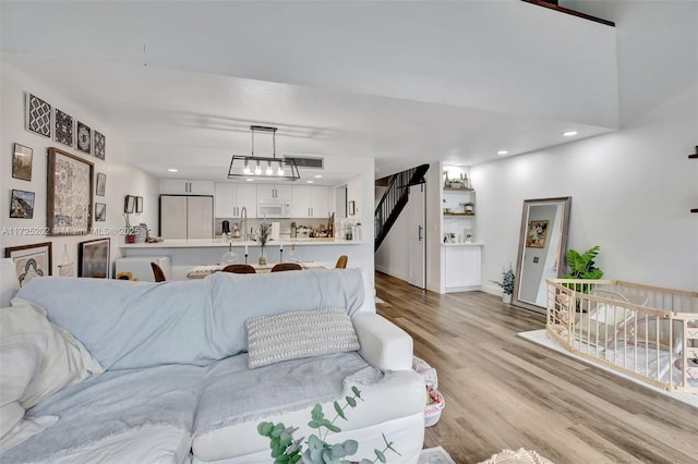 living room featuring light hardwood / wood-style flooring