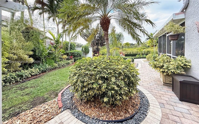 view of yard featuring a sunroom