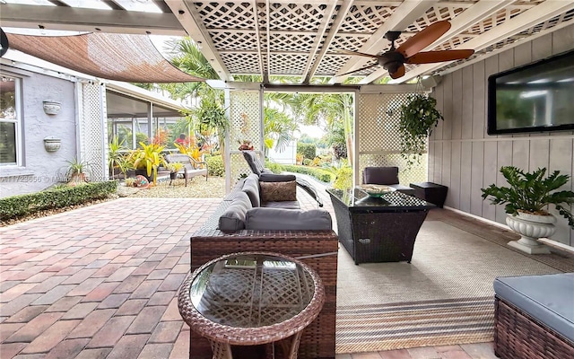 view of patio / terrace with ceiling fan