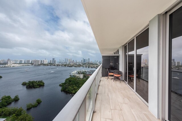 balcony with a water view