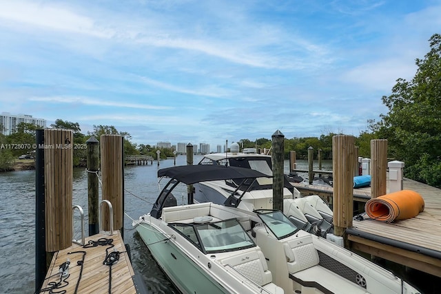 dock area featuring a water view