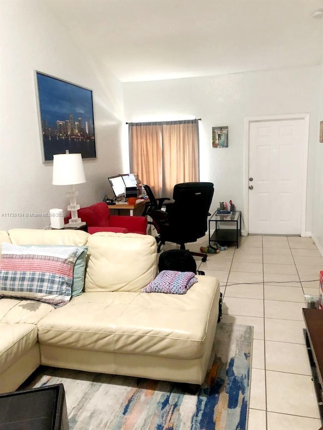 living room featuring tile patterned floors