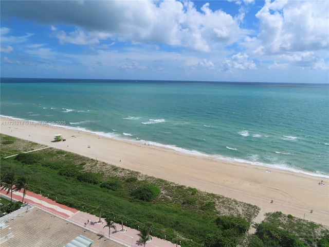 view of water feature featuring a beach view