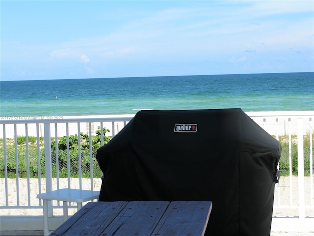 property view of water featuring a view of the beach