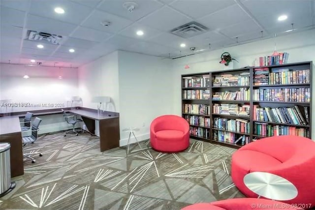 office space featuring a drop ceiling