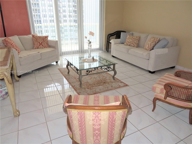 view of tiled living room