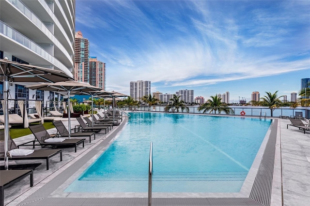 view of pool with a patio