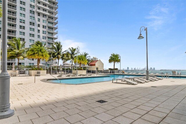 view of pool featuring a patio area