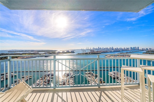 balcony with a water view