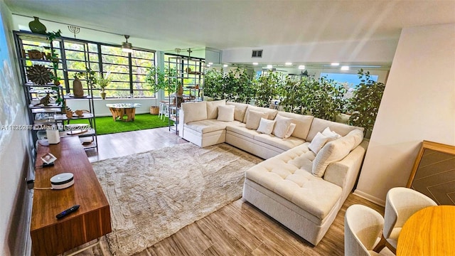 living room with wood-type flooring