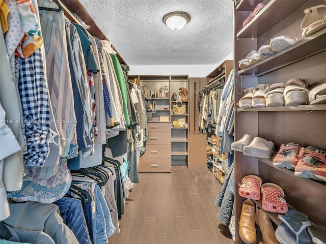 walk in closet featuring light hardwood / wood-style floors