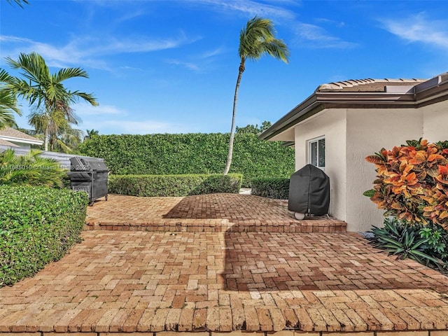 view of patio with area for grilling