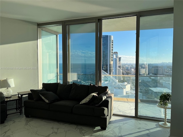 living room featuring expansive windows