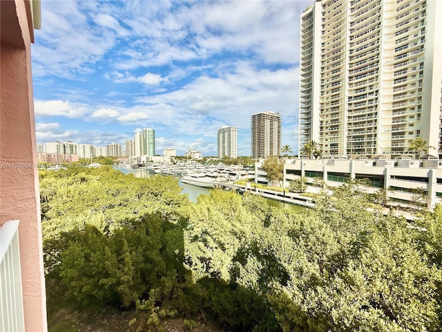 exterior space with a water view