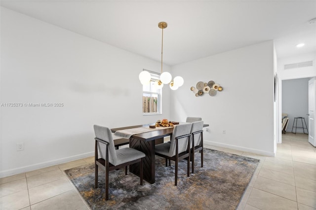 dining room with light tile patterned flooring