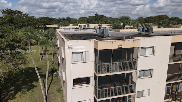 view of building exterior featuring central air condition unit