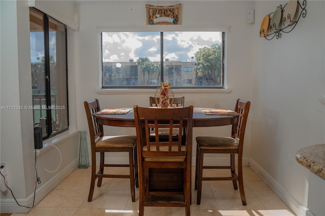 view of tiled dining room