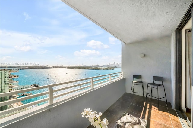 balcony with a water view