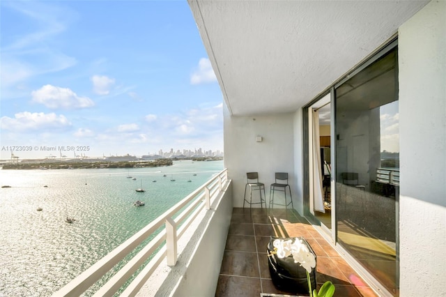 balcony with a water view