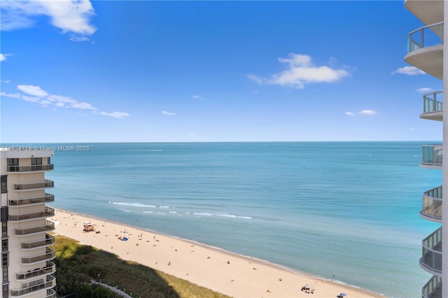 view of water feature featuring a beach view