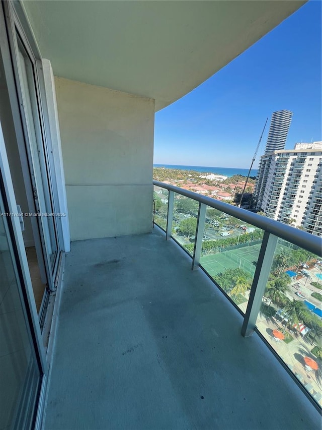 balcony with a water view